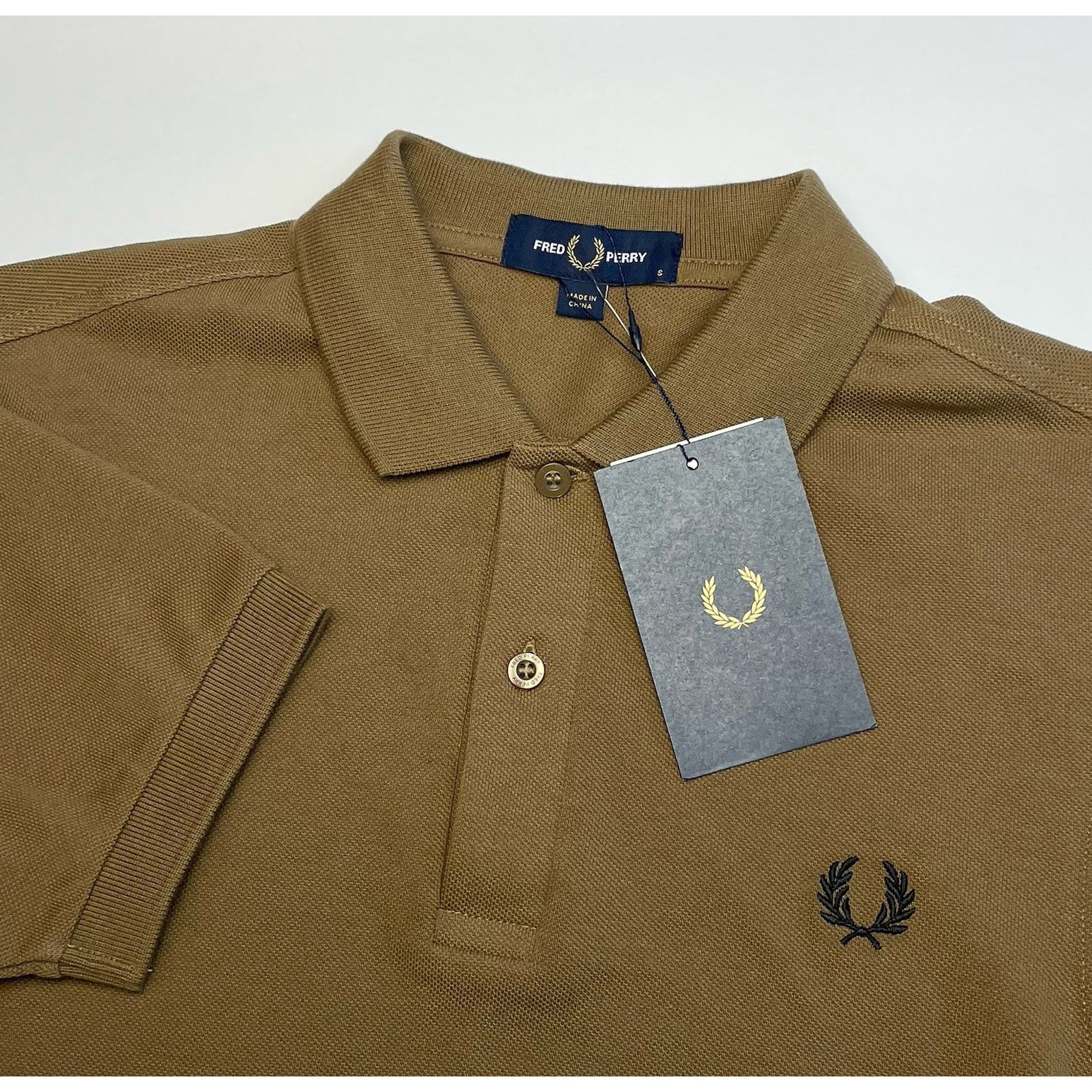NEW Fred Perry Plain Polo Shirt Men's Small Shaded Stone M6000 Cotton Casual