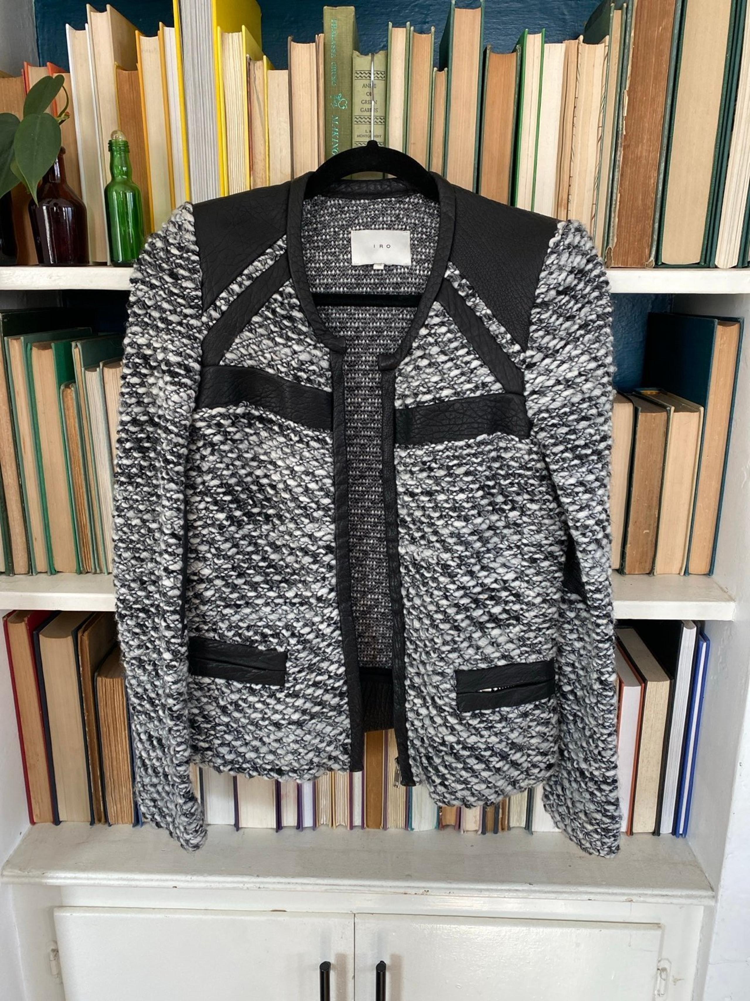 IRO Women's Black and White wool and leather Jacket