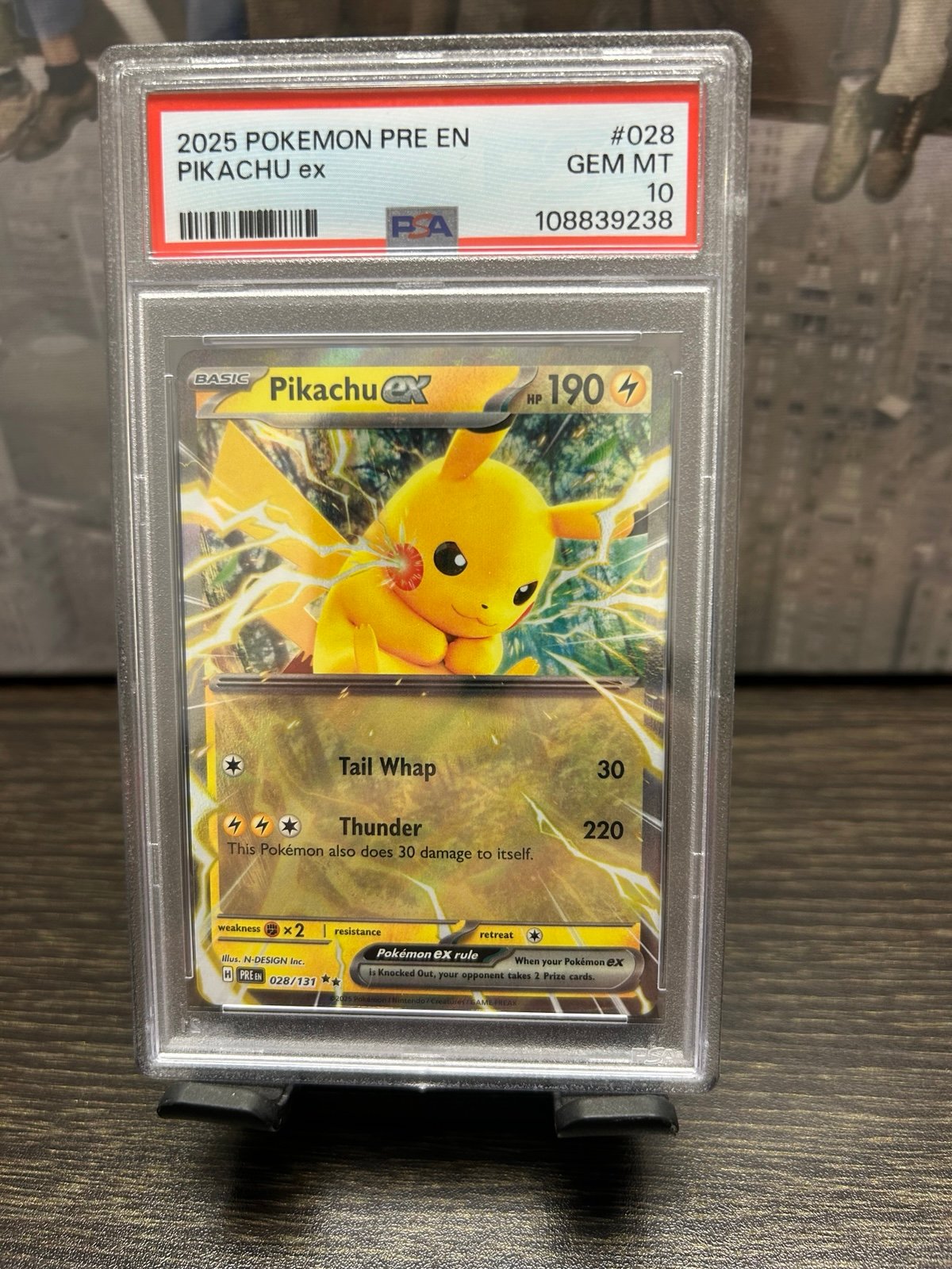 Pokemon Card Pikachu ex 028/131 Sv: Prismatic Evolutions Holo PSA 10 GEM MT.