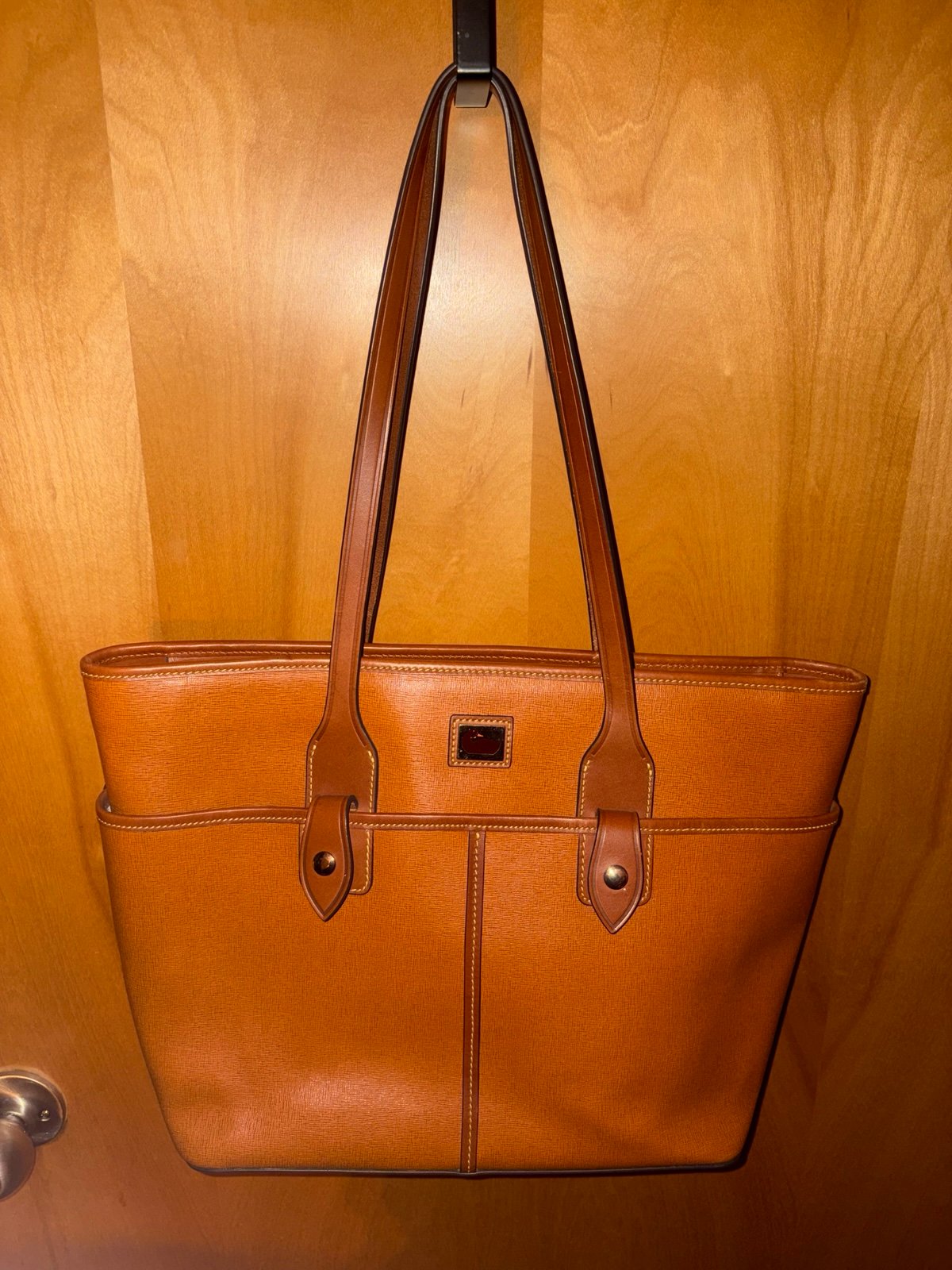 Dooney & Bourke Camden Saffiano Double Pocket Tote Natural