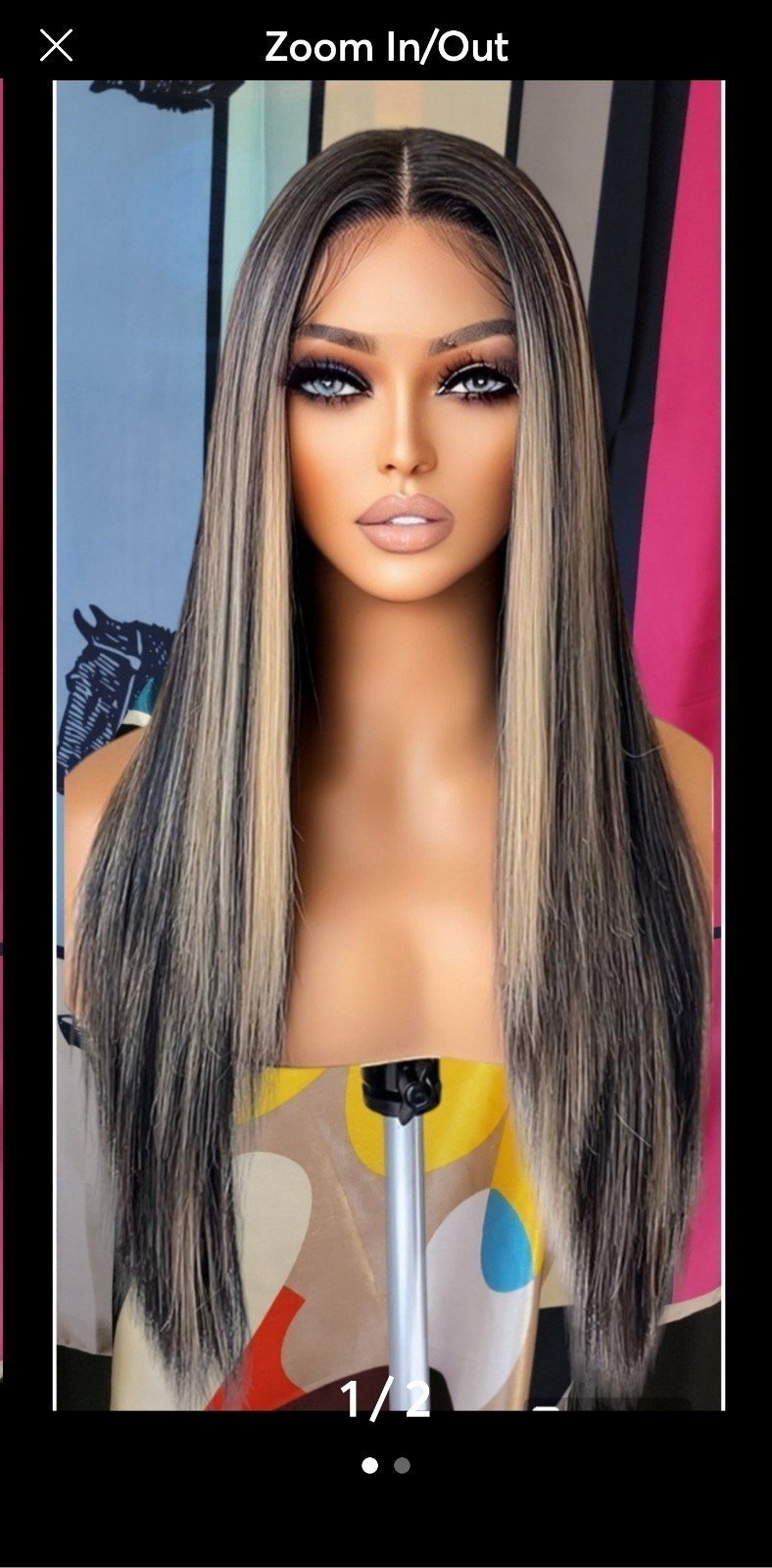 Sexy honey blonde highlighted straight HD lace front wig.