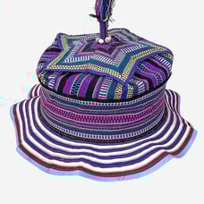 Colorful Adult Bucket Hat w/ Tassel Handwoven Handcrafted Vibrant Ethnic Boho