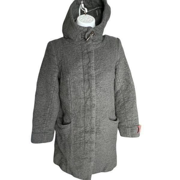 Babaton Womens Wool and Cashmere Blend Hooded Coat Jacket Gray Silver Size Small