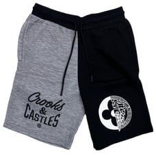 Crooks & Castles Men's Half Medusa Colorblock Sweat Shorts Heather Grey/Black M