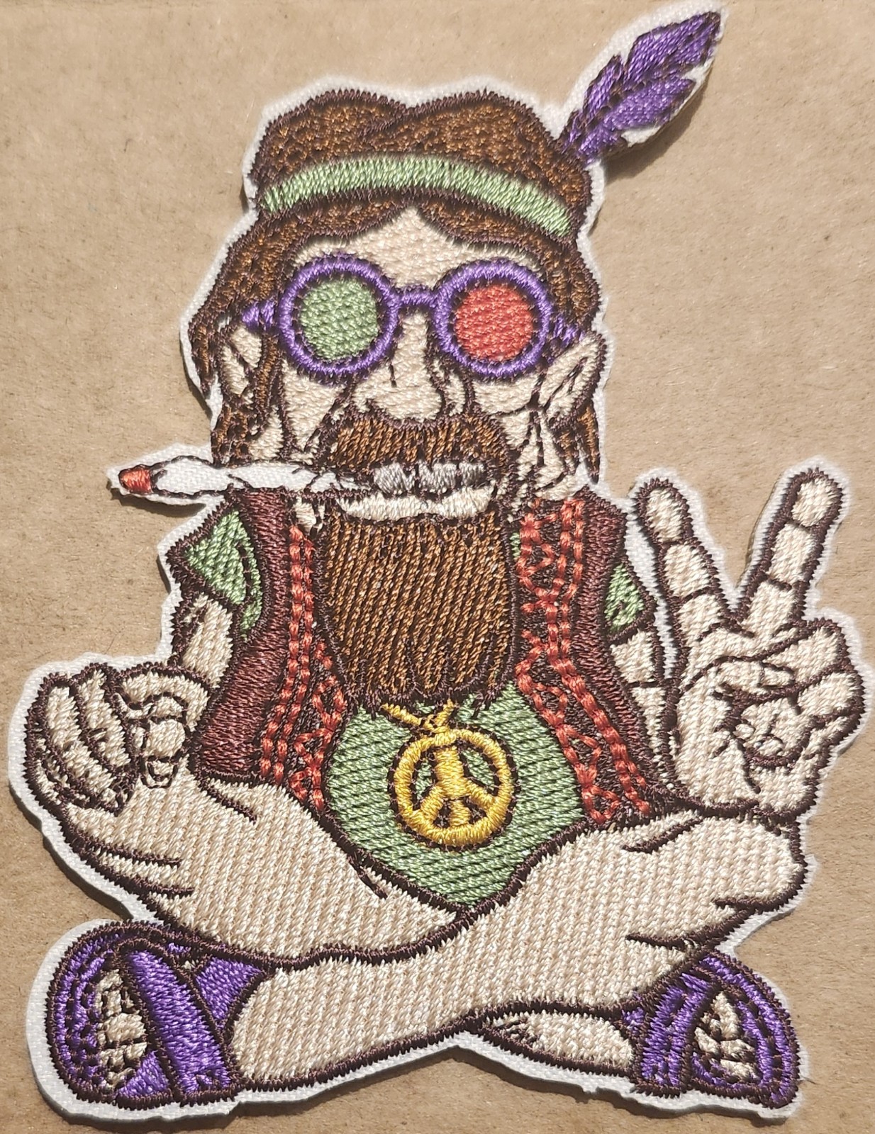 Hippie Peace Man embroidered Iron on patch 6 ct.