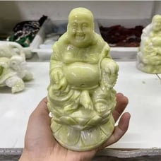 Hand carved Lantian jade seated Buddha statue, Sakyamuni statue, White Marble,