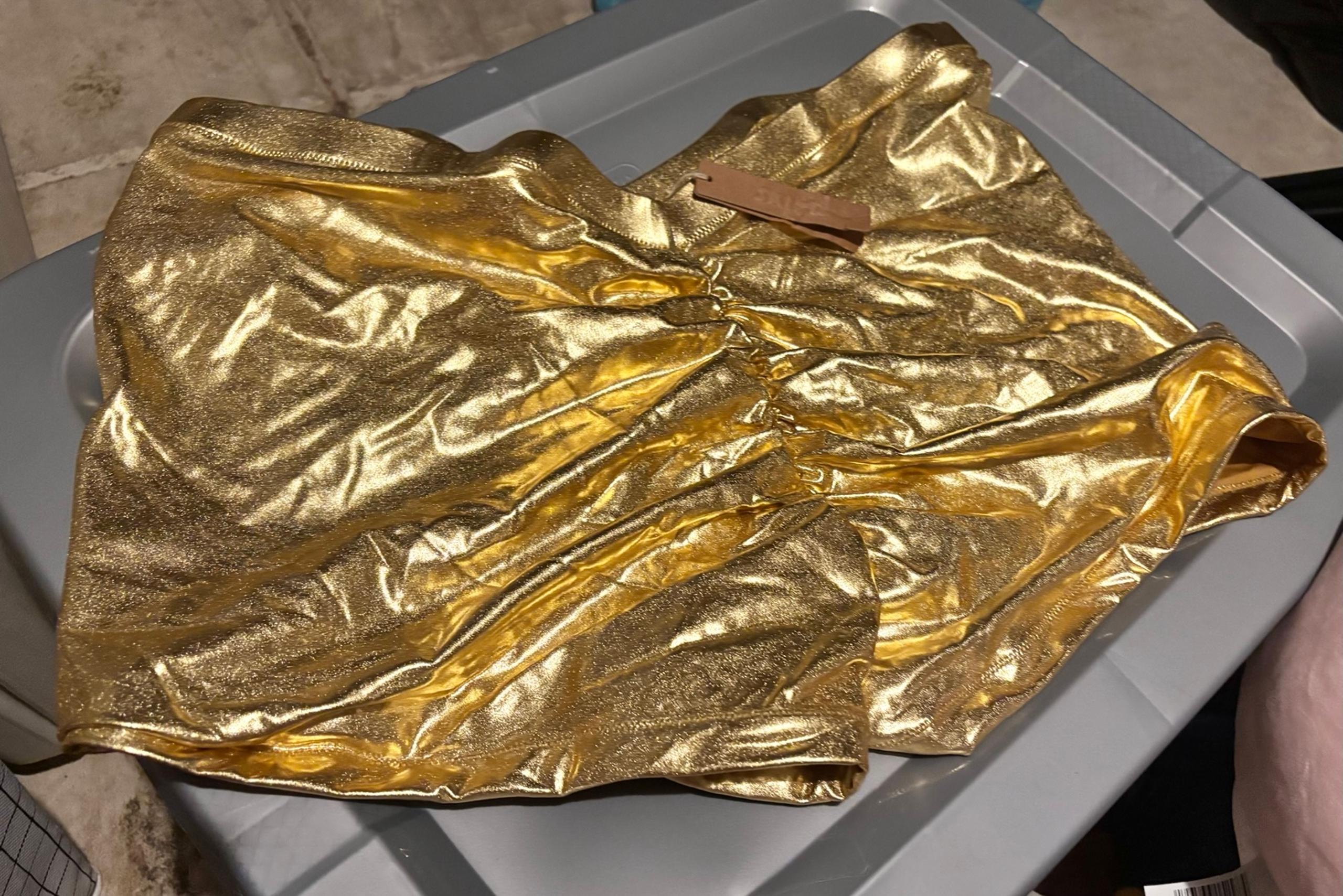 SKIMS METALLIC SWIM V-WAIST SHORT Size 2X Gold