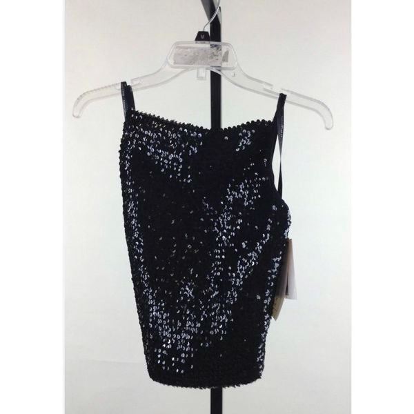 NWT 150 Scott McClintock Black Sequined Boned Top Size 10/12