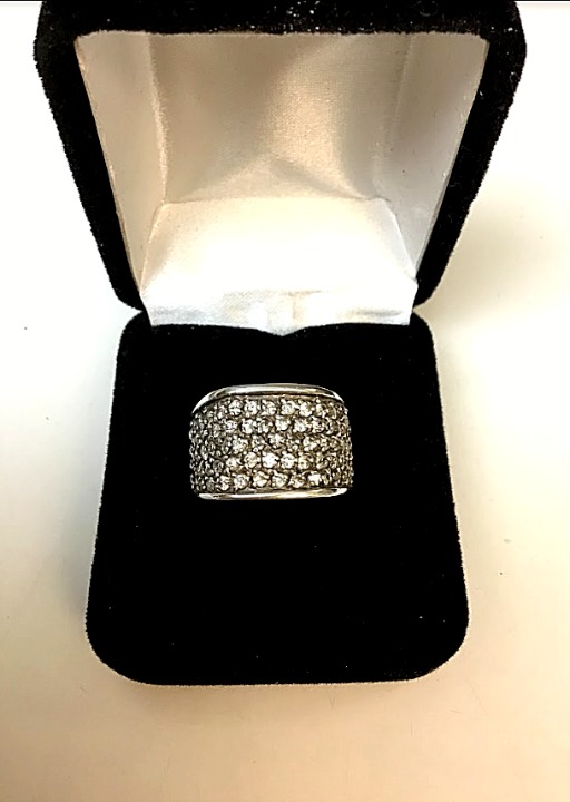 unisex 925 Sterling Silver Pave Ring with Cubic Zirconia