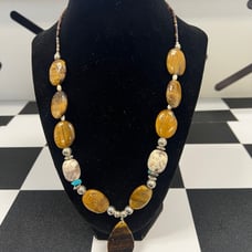 Navajo Artist Charlene Little Sterling Silver Gemstone Necklace Native