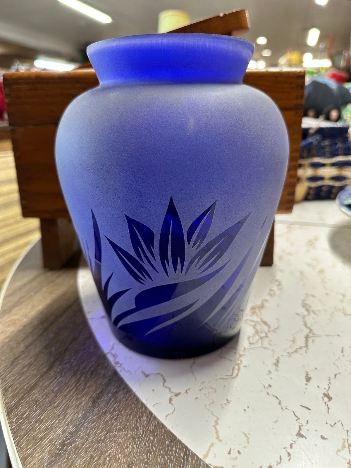 Vtg Pilgrim Glass Cobalt 8” Signed Kelsey Vase