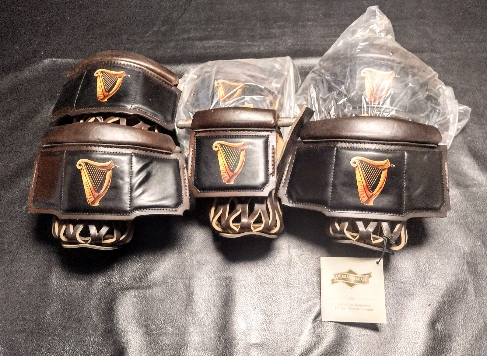 American Heritage Billiards Leather Pool Table Corner Pockets (Harp) *Full Set*