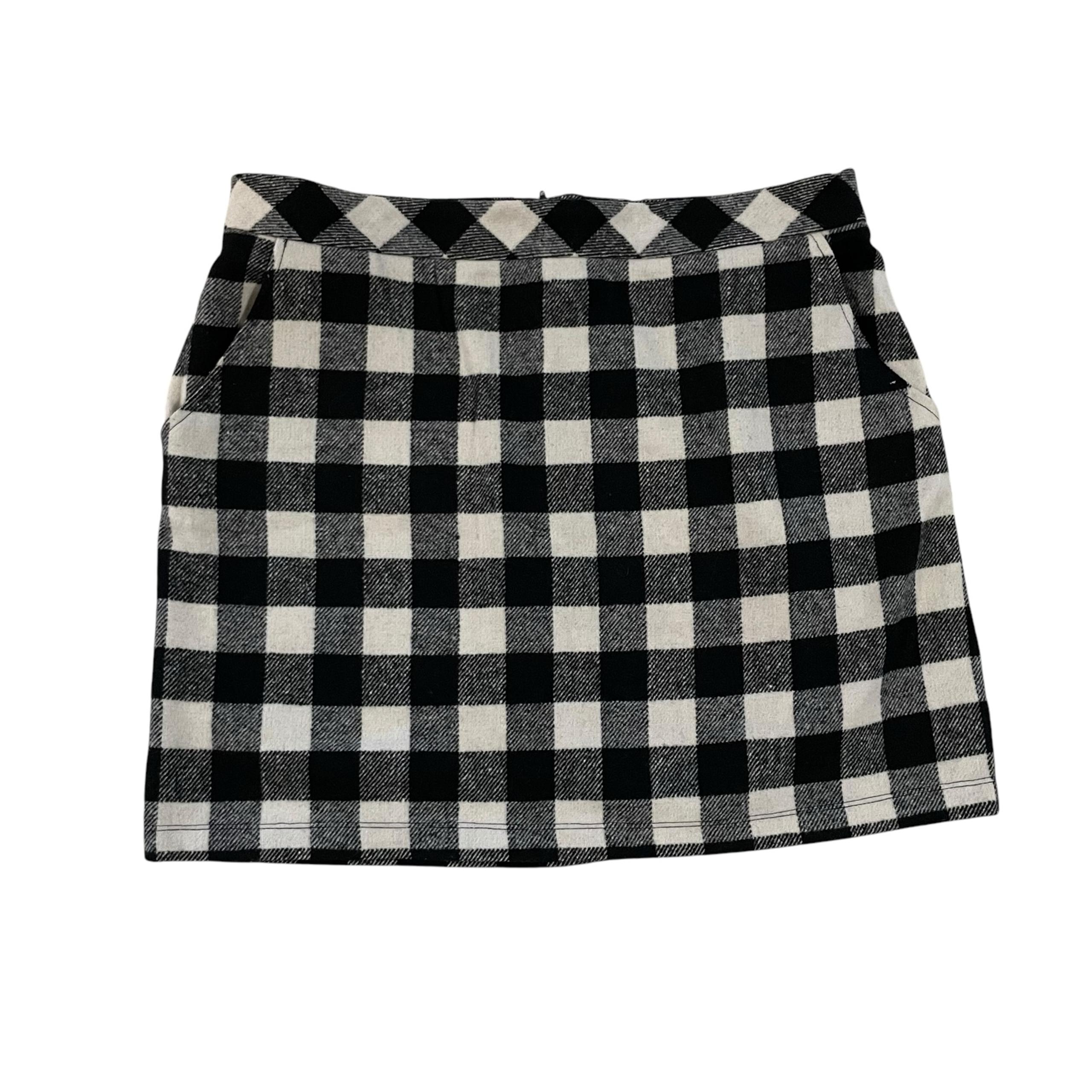 Black and White Buffalo Plaid Flannel Mini Skirt Size XL