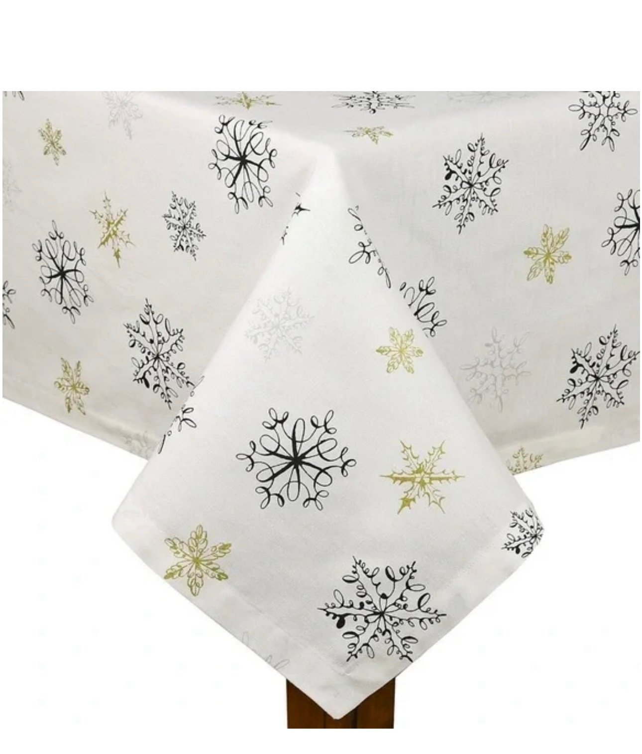 NWT Kate Spade Snowflake gold/black/silver tablecloth 60 in x 84 in oblong