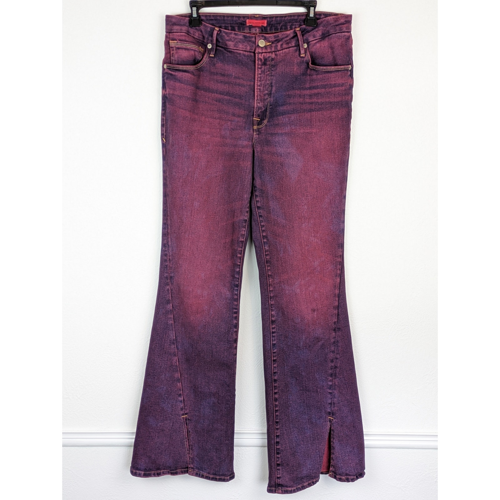 Good American Denim Jeans Twisted Slit Flare High Rise Purple Y2K 90s Size 32