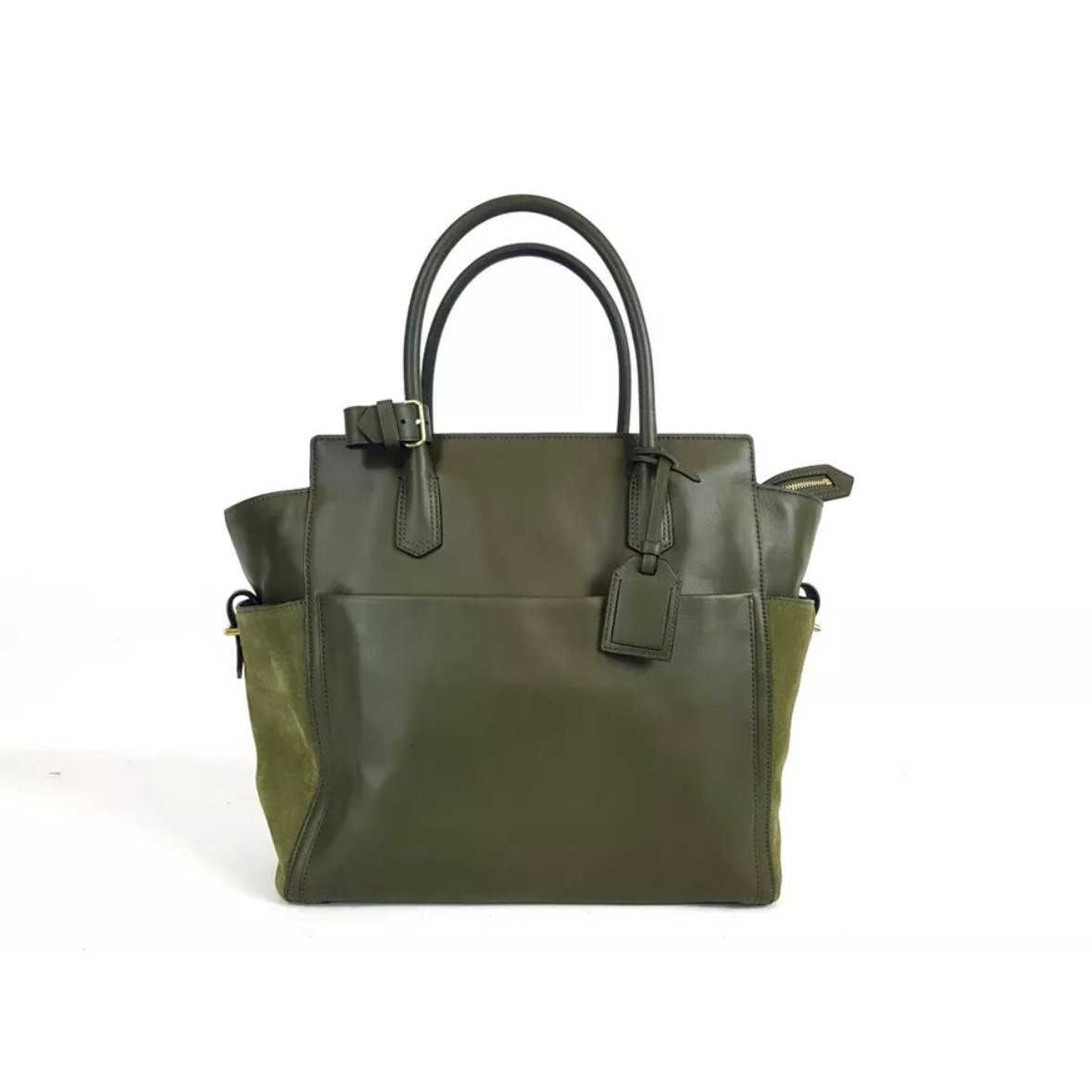 Reed Krakoff Green Leather & Suede Atlantique Tote Bag Handbag W/ Pouch