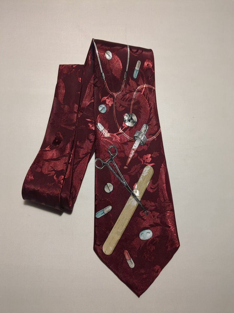 Medical Profession Necktie Doctors Necktie Med Student Burgundy Necktie