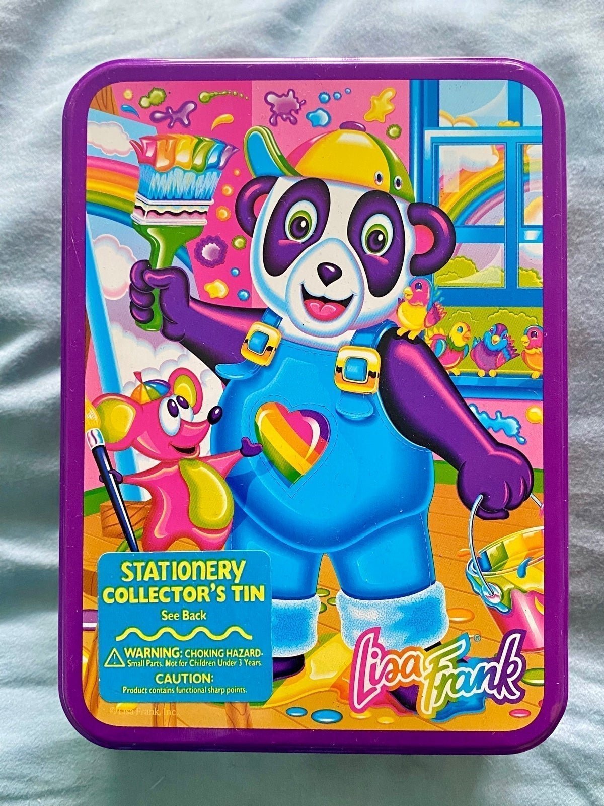 Lisa Frank Purple Painter Panda Stationery Collector's Tin RARE/VINTAGE