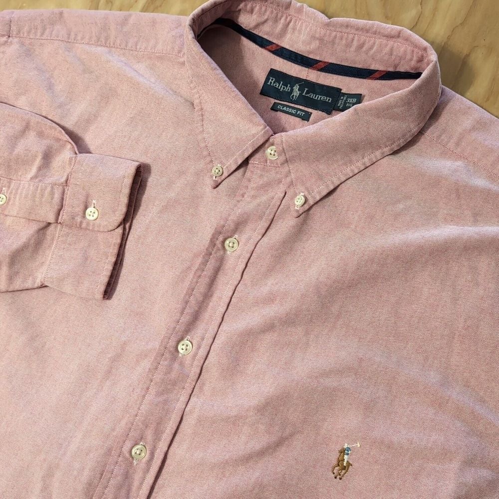 Ralph Lauren Button Down Shirt Mens 3XB Big Pink Oxford Flesh Pony L/S