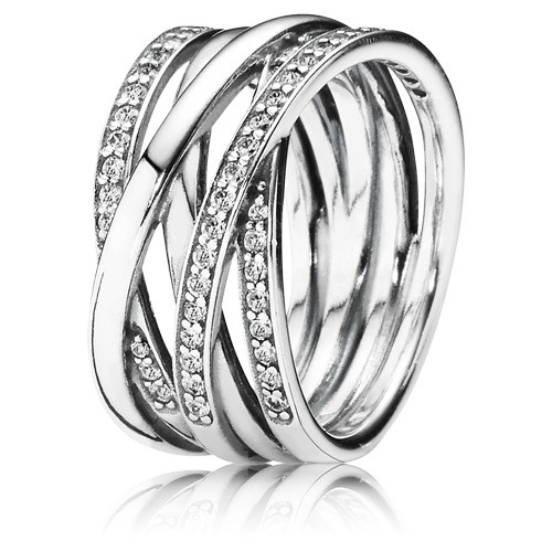 Authentic PANDORA Entwined Wide Band Ring with Clear Zirconia Size 5
