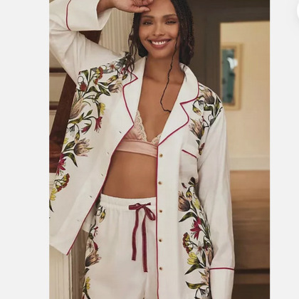NWT Anthropologie Victoria Garcia M Flannel Buttondown Pajama Top Sleep Shirt PJ