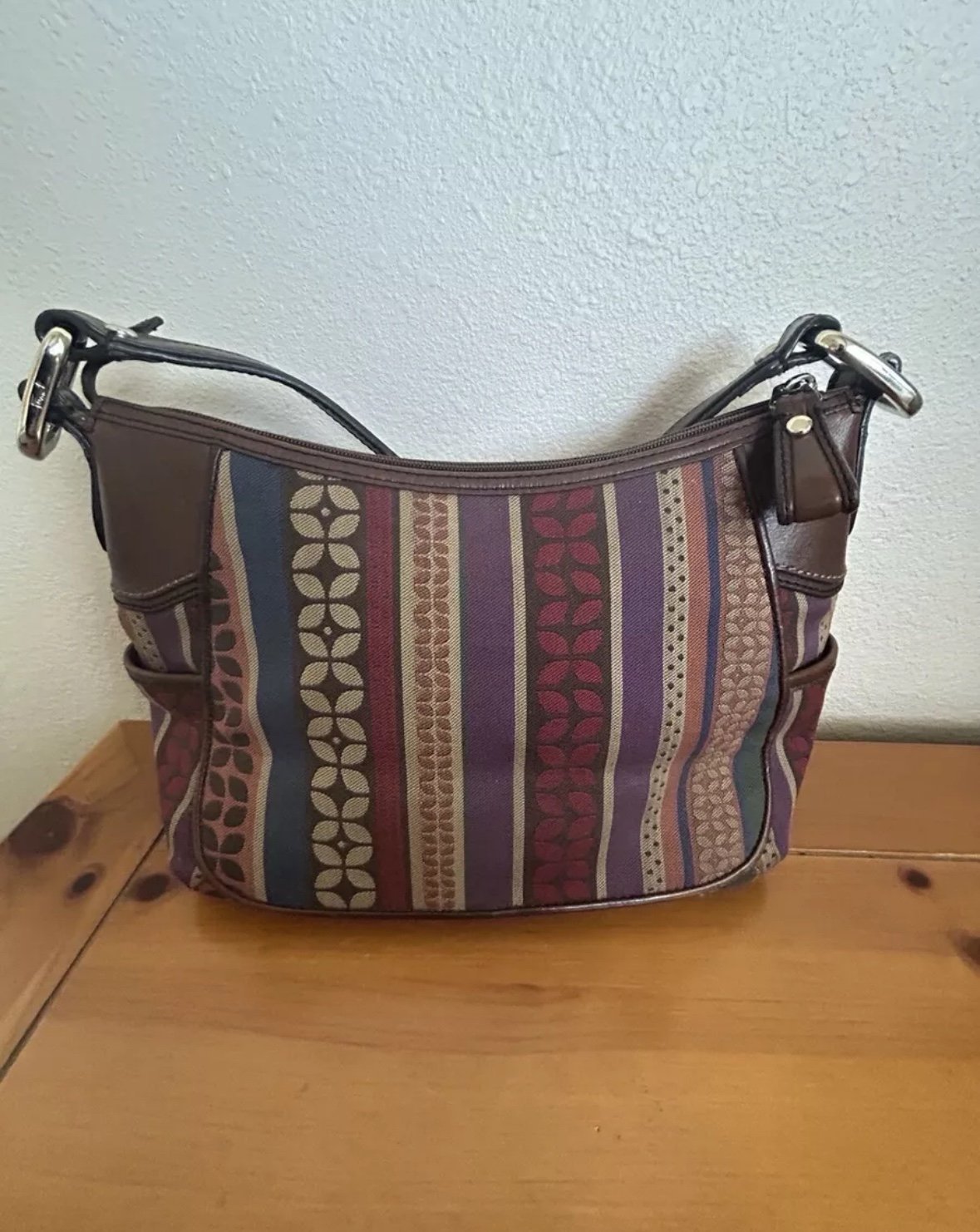 Vintage Fossil Multicolor Fabric Shoulder Bag