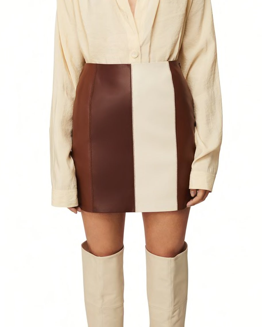 Nanushka Luyu Colorblock Mini Leather Skirt