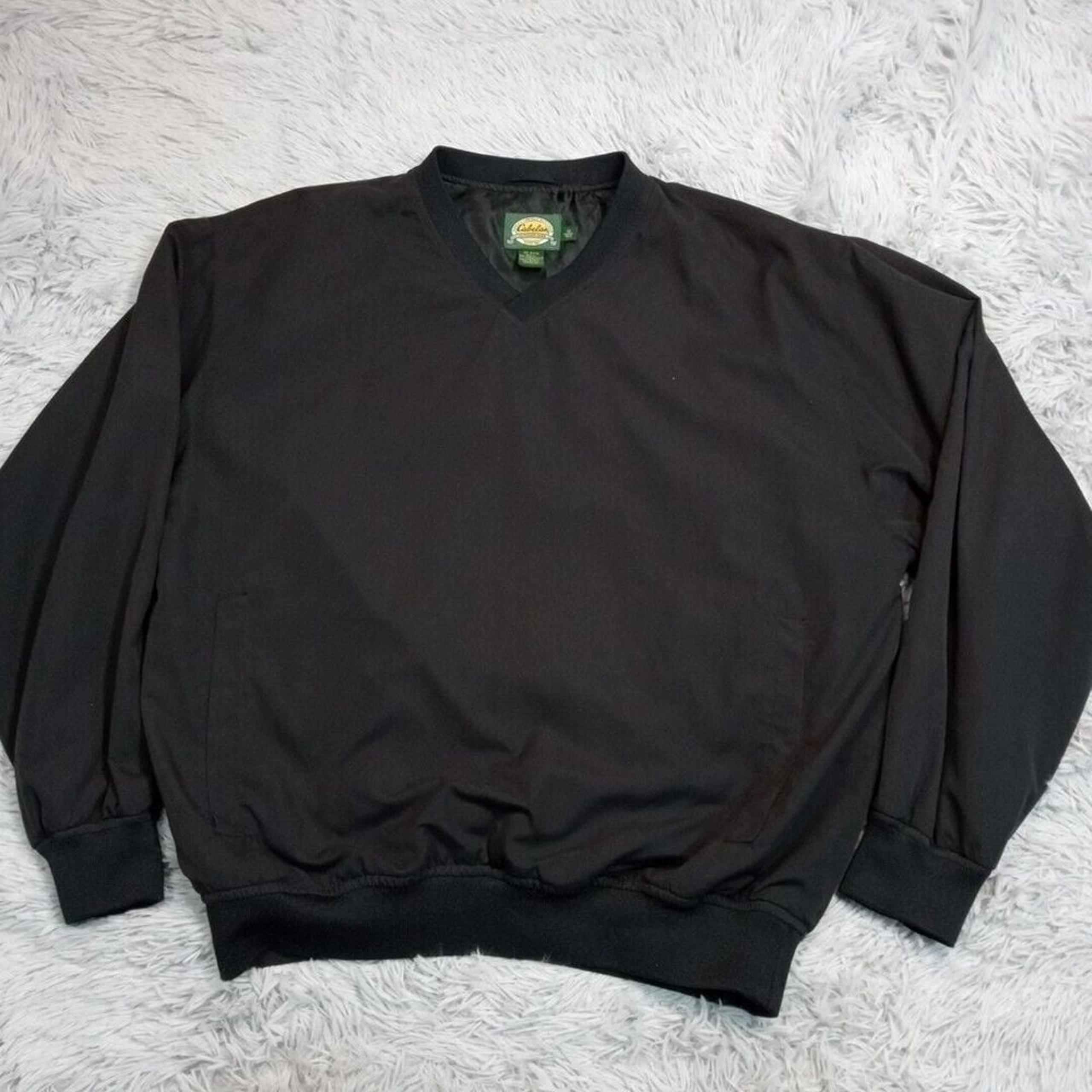 Cabela's Jacket Mens M Black Windbreaker Gorpcore Outdoor Pocket Pullover