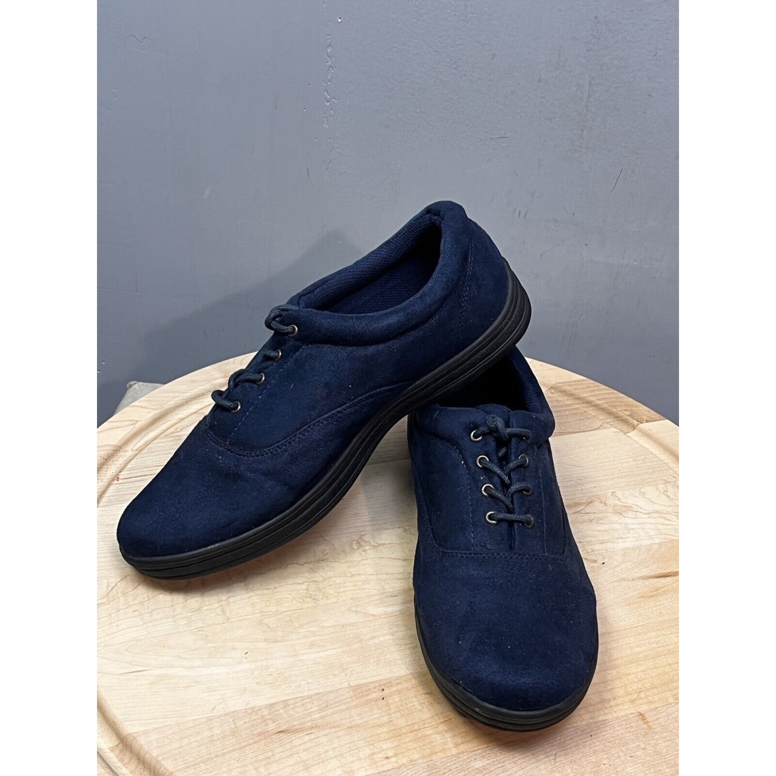Angel Steps lace up comfort shoes Womens 11M blue Faux suede 051702 Casual