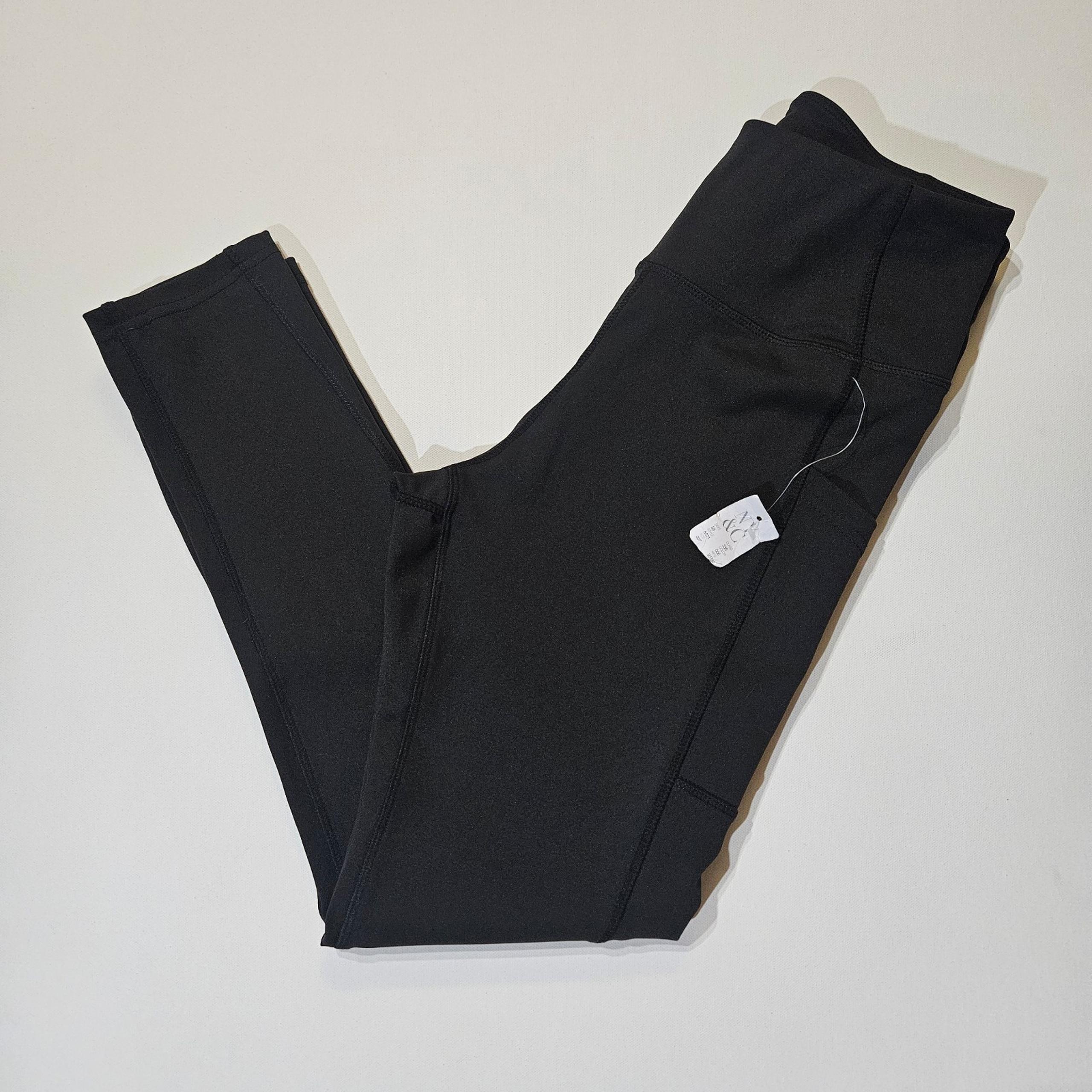 NY & Co Leggings Womens Medium Black Mid Rise Pocketed Yoga Casual Activewear