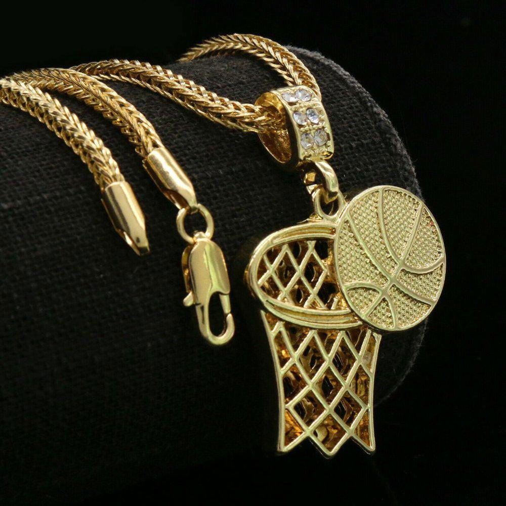 14k Gold Basketball 24" Franco Chain + Pendant