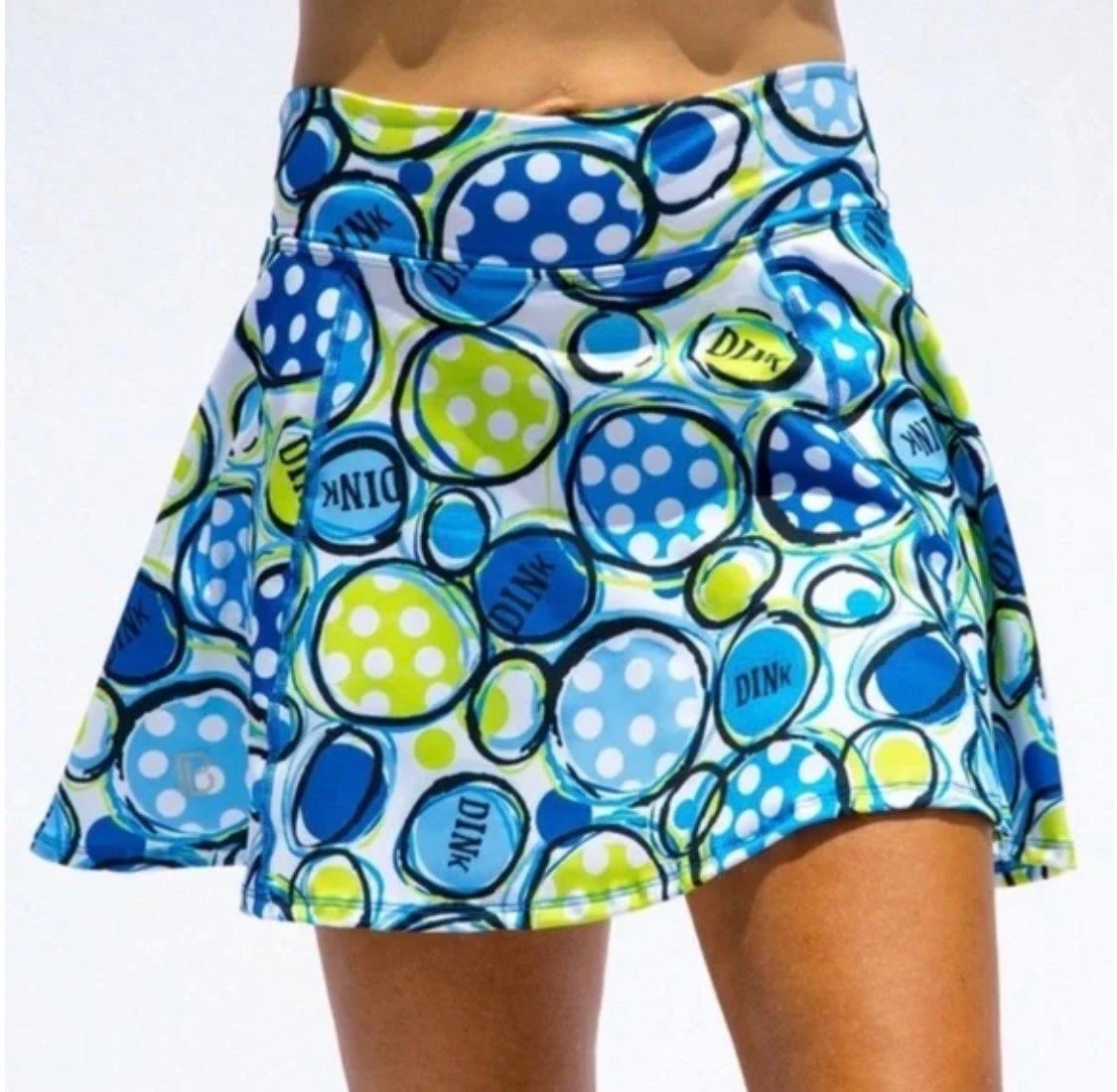 NWT Pickleball Bella A-Line Skort Skirt Mini Women’s S Blue Green Geometric