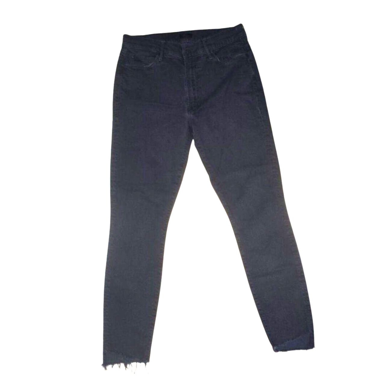 Mother Stunner Ankle Fray Jeans Size 28 Black Skinny Distressed Cropped Stretch