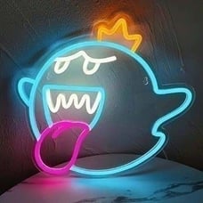 NEW Blue King Boo LED Neon Light Sign Super Mario Video Game Room Gamer Light