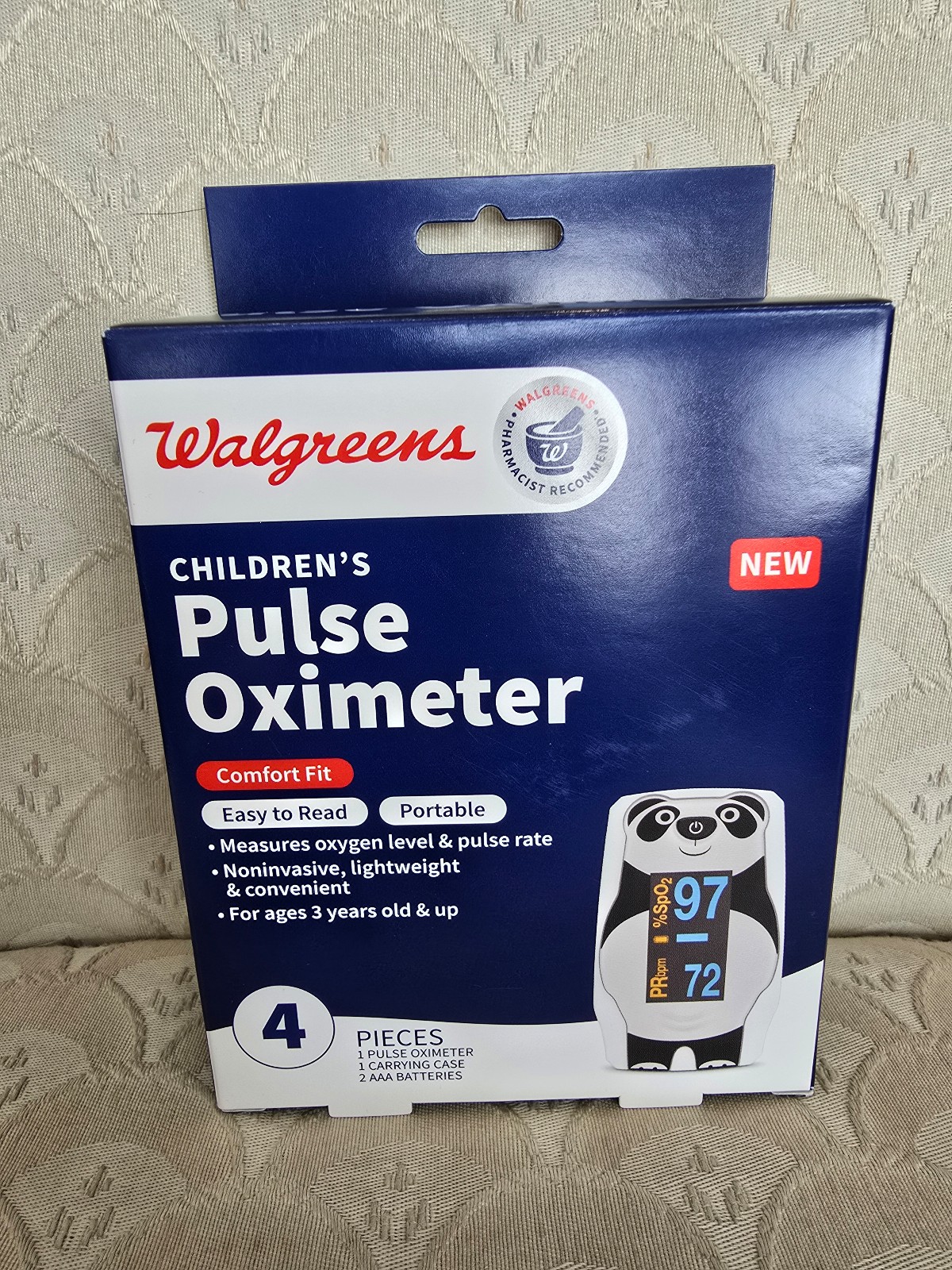 Pulse Oximeter Children's New in box Panda Bear Oxygen Levels Pulse Rate Health