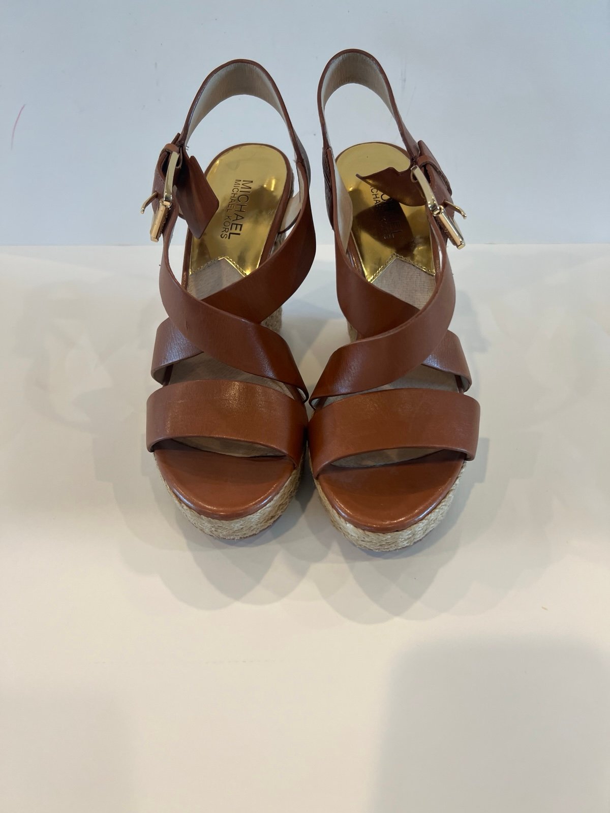 Michael Kors Brown Wedge Sandals With Rope Heel Size 8.5