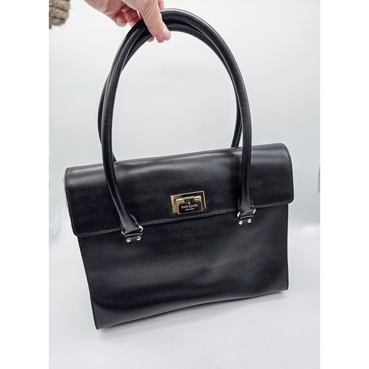 Kate Spade New York Sinclair Harwood Black Leather Flap Purse Career Boho Preppy