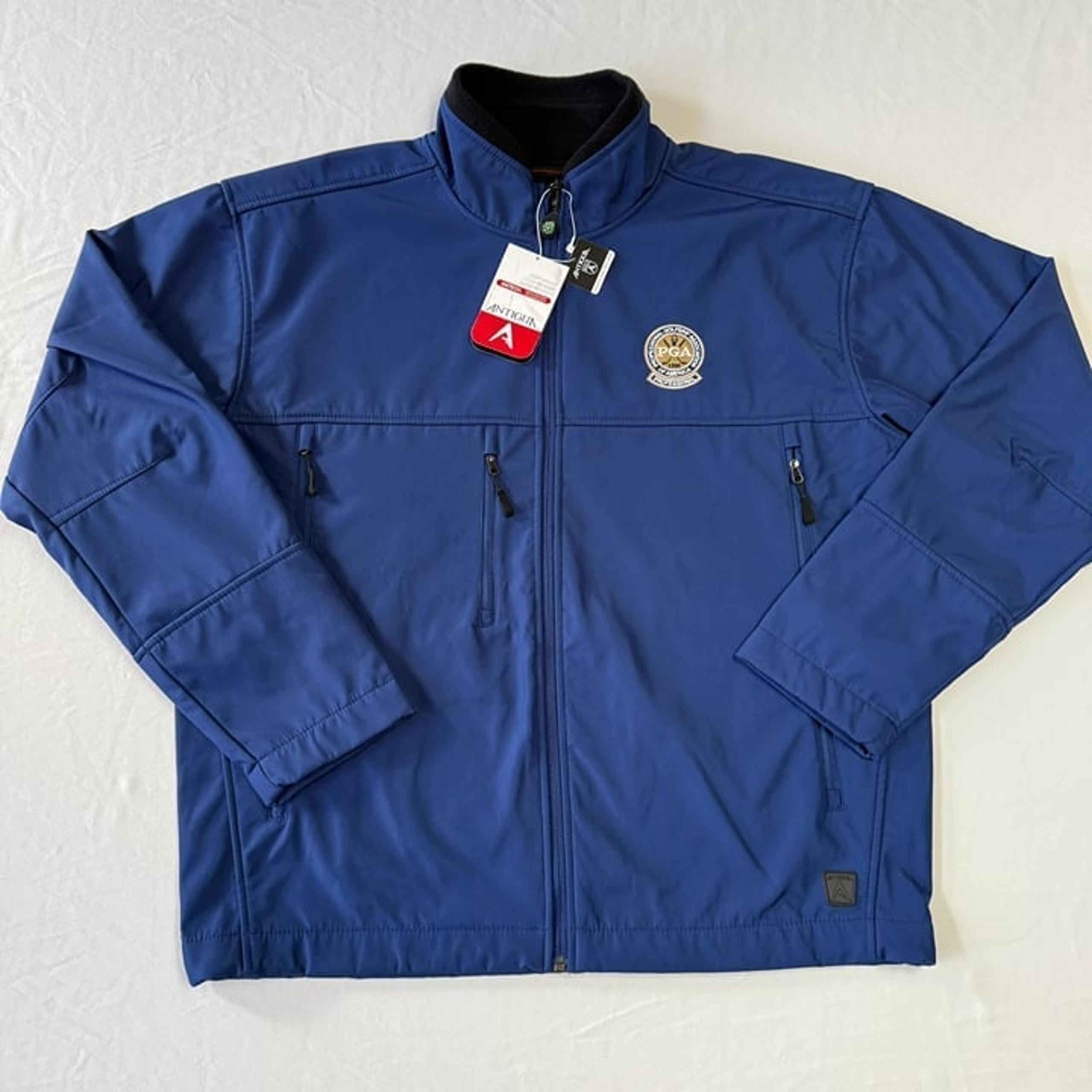 Antigua Explorer Jacket Mens Medium Blue PGA Golf Vented Water Resistant Pockets