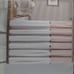 Lush Decor Blush & White Linen cotten blend Button Shower Curtain 72 x72 . New
