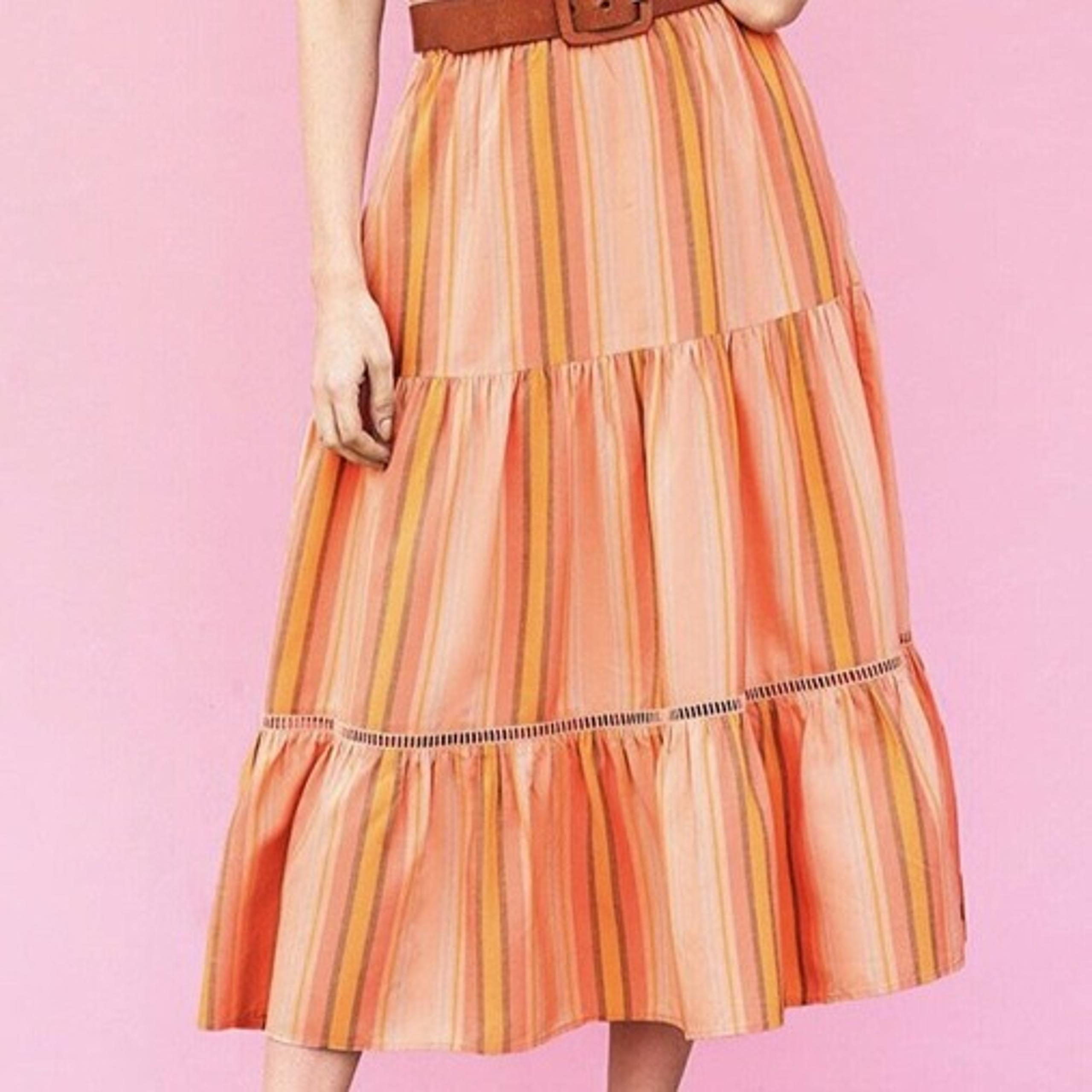 NWT Matilda Jane Apricot Tree Skirt Striped Orange Women’s Size M Medium #3187