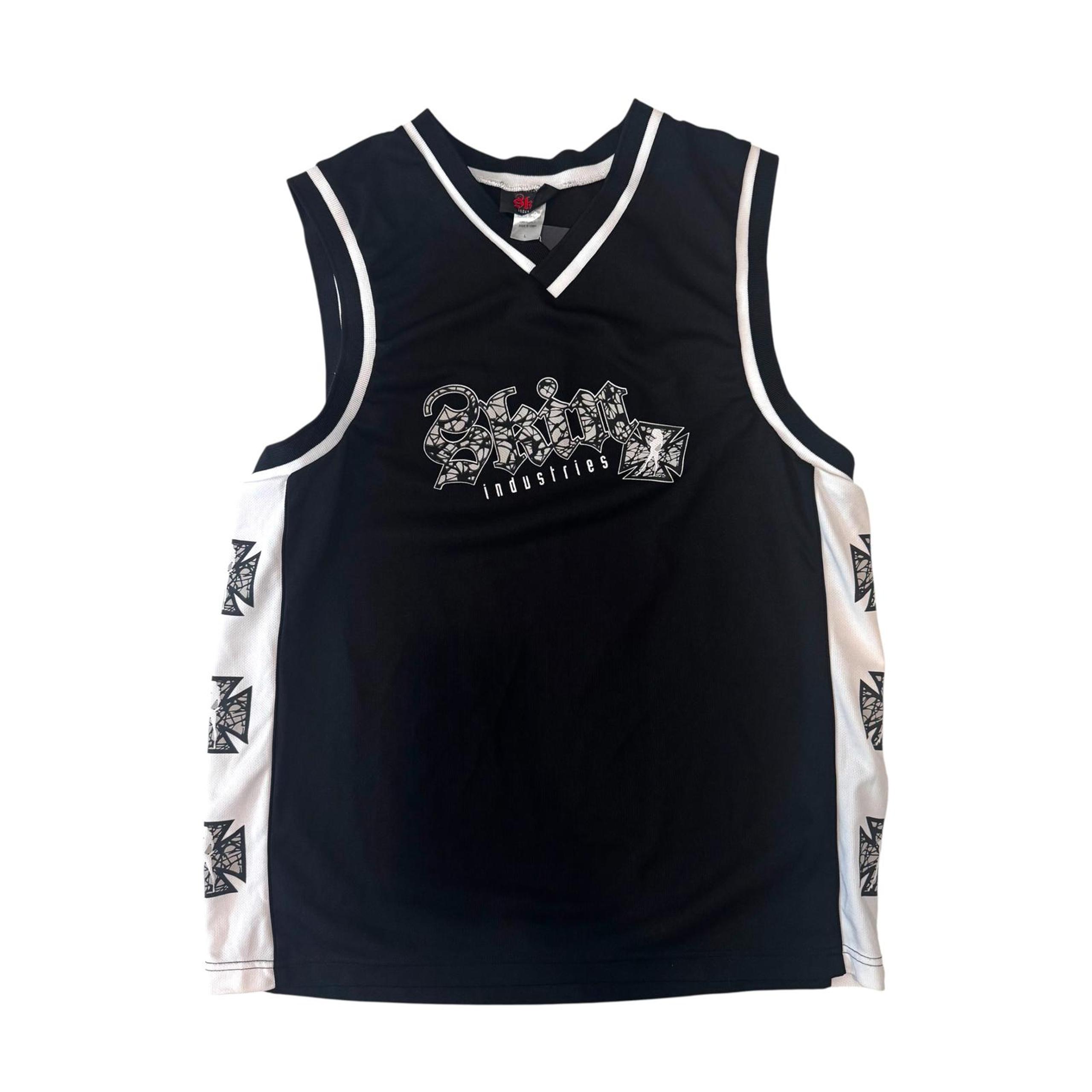 Skin Industries - Black White Vintage Y2K Basketball Jersey