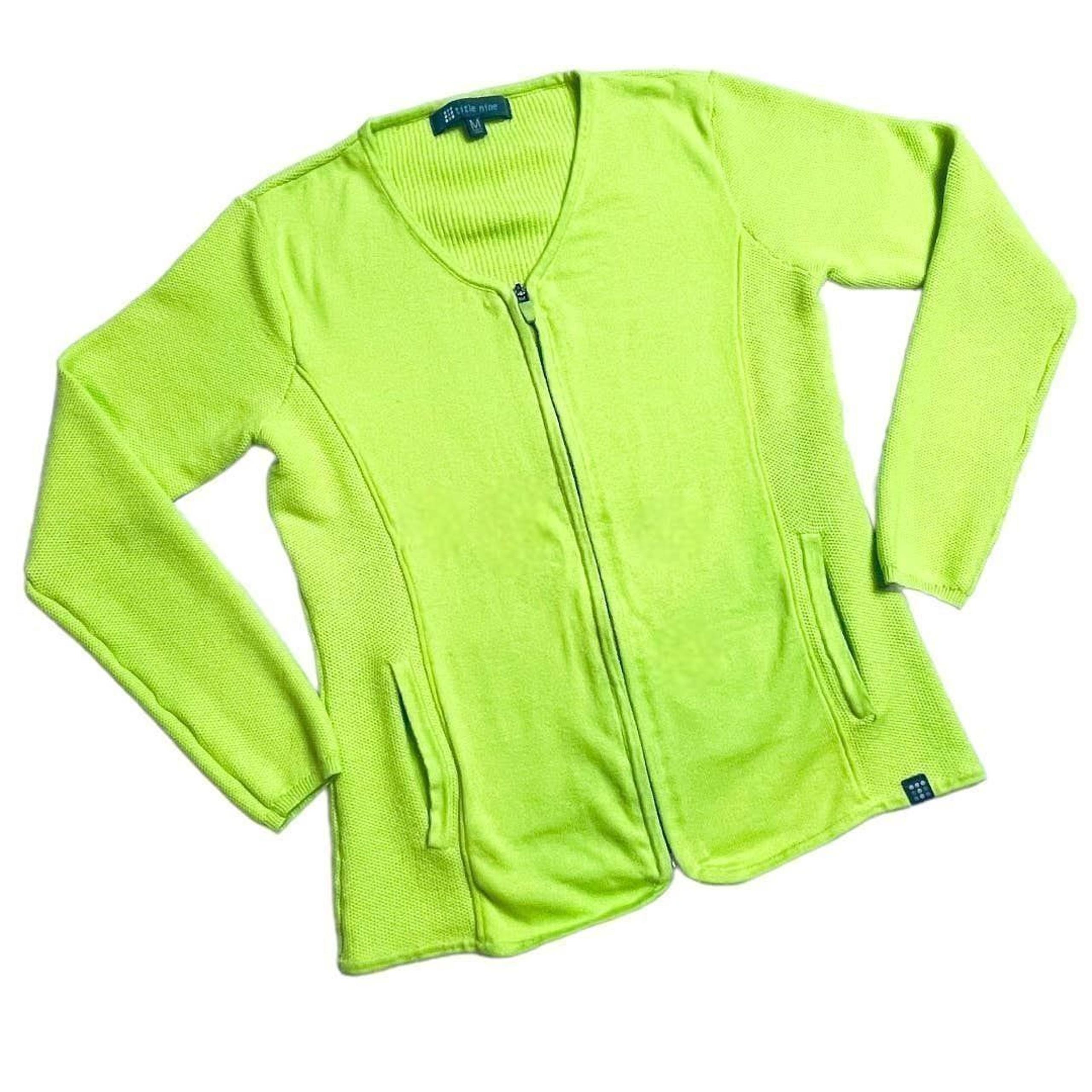 Title Nine Lime Green Zip Up Sweater Women’s Size Medium