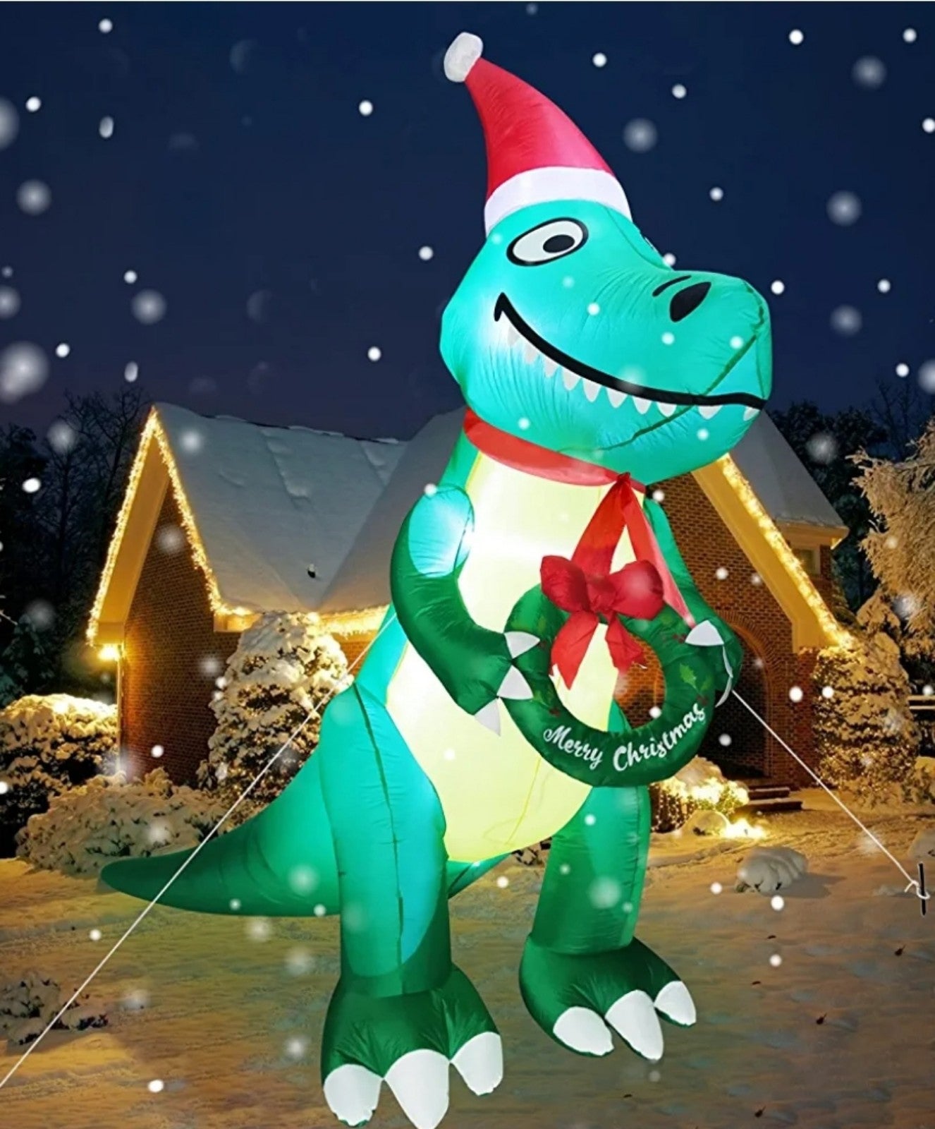 10 Ft Long Christmas Inflatables Dinosaur Outdoor Decoration