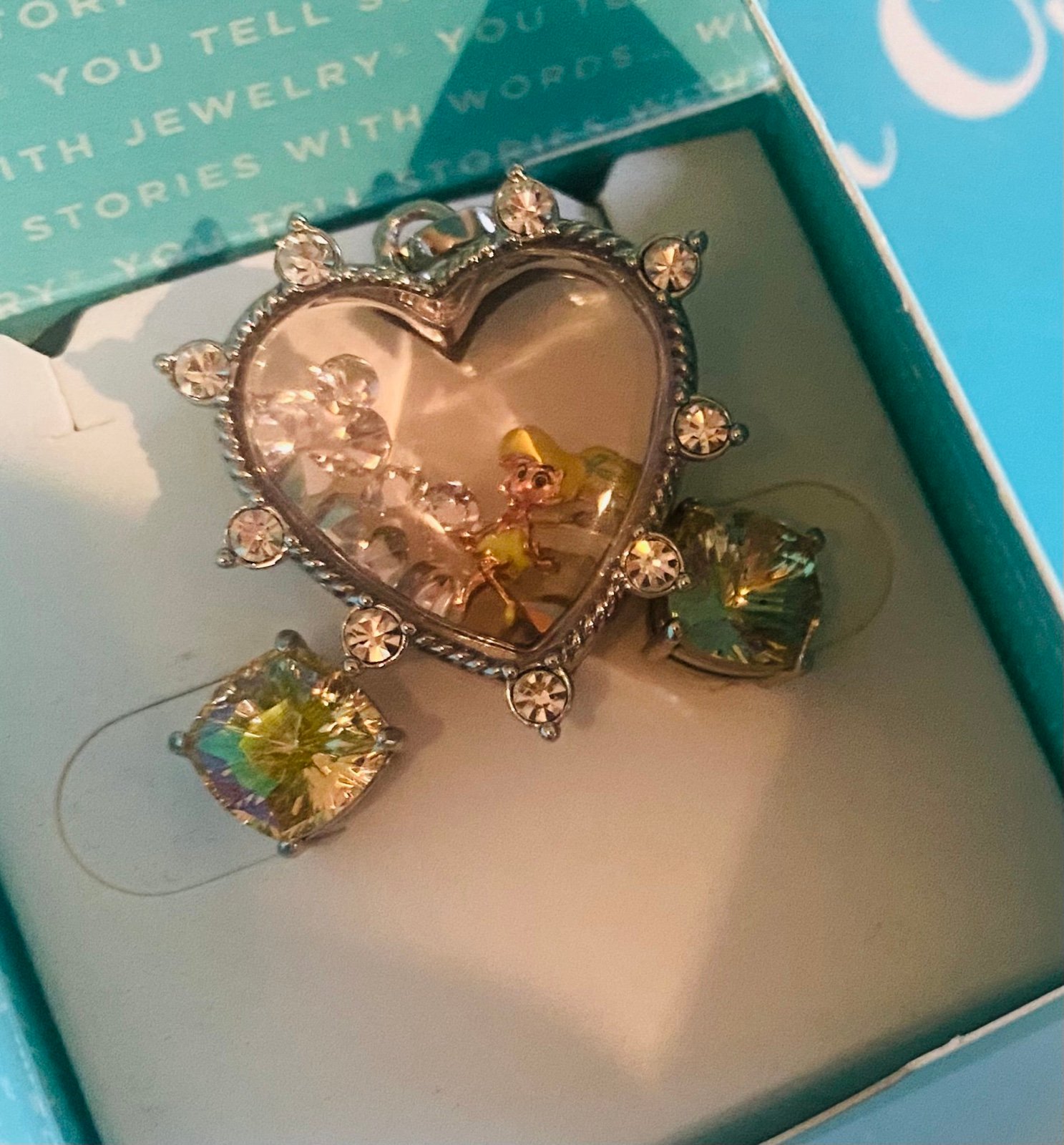 Origami Owl Tinkerbell locket & earrings set