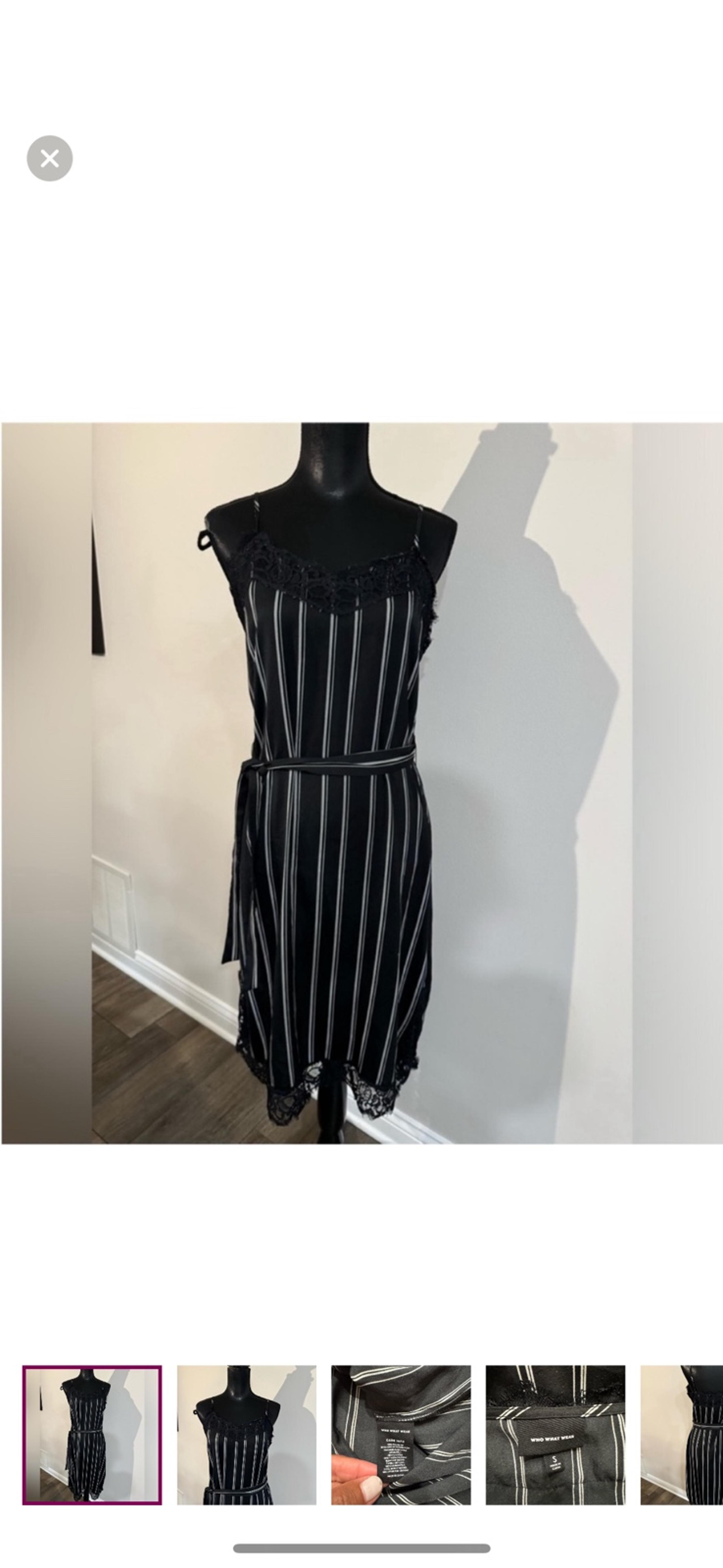 Who What Wear women’s striped black white midi dress S