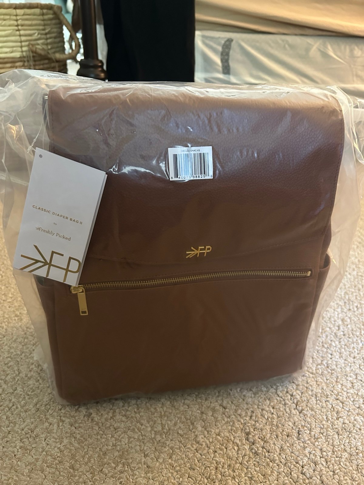 Freshly Picked Classic II diaper bag cognac color