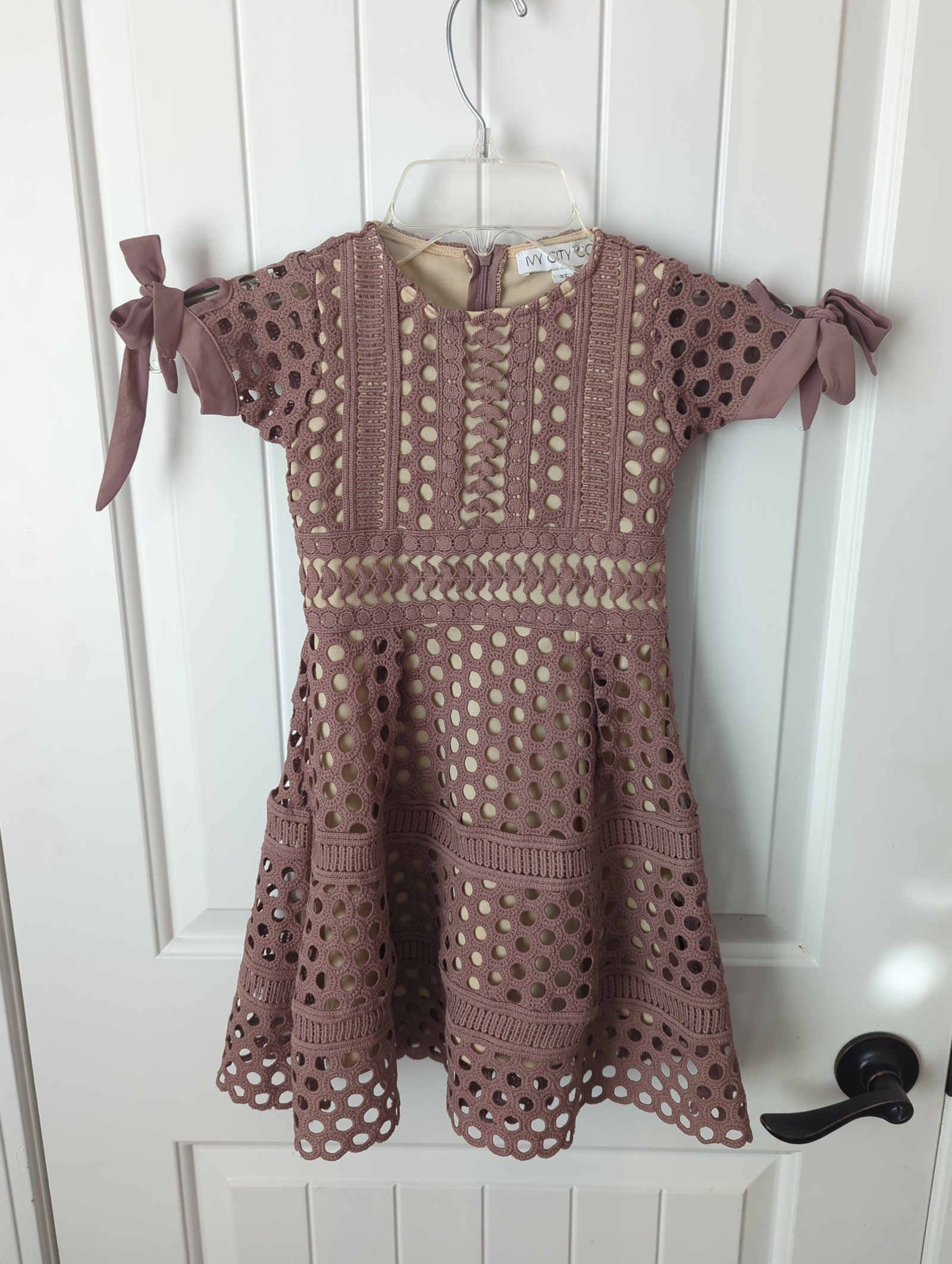 Ivy City Crochet Mauve Girls Dress