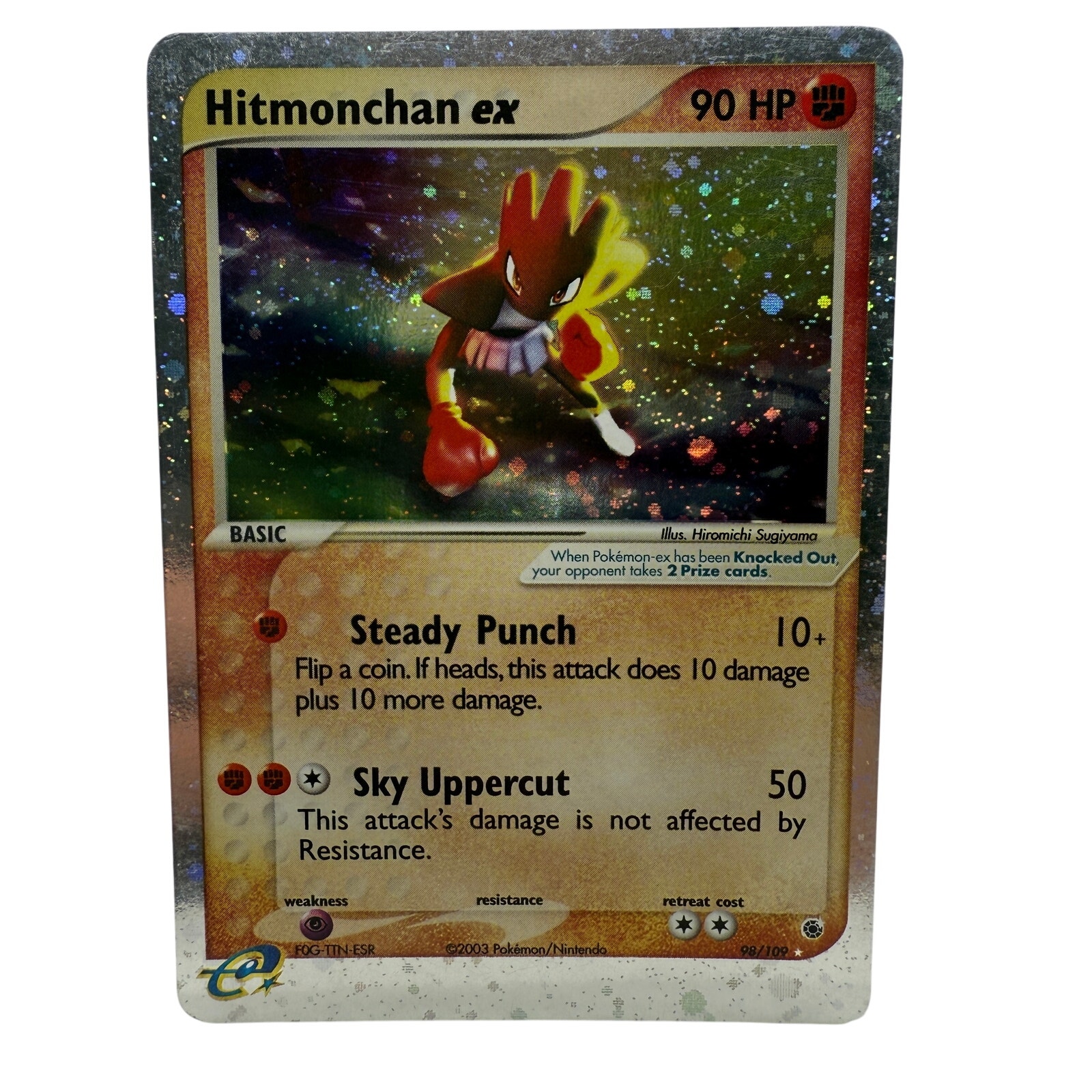 Pokémon Hitmonchan EX 98/109 Ruby & Sapphire Holo Rare E-Series LP Great Swirl