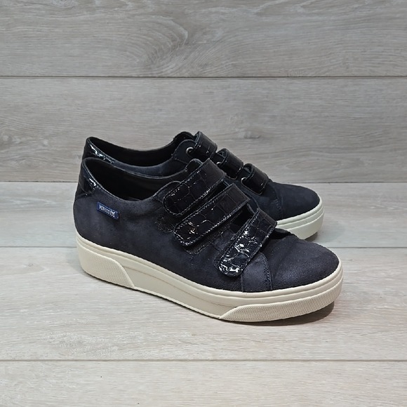 Mephisto Women's Frederica Navy Platform Leather Air Relax Sneakers Shoes Sz 6