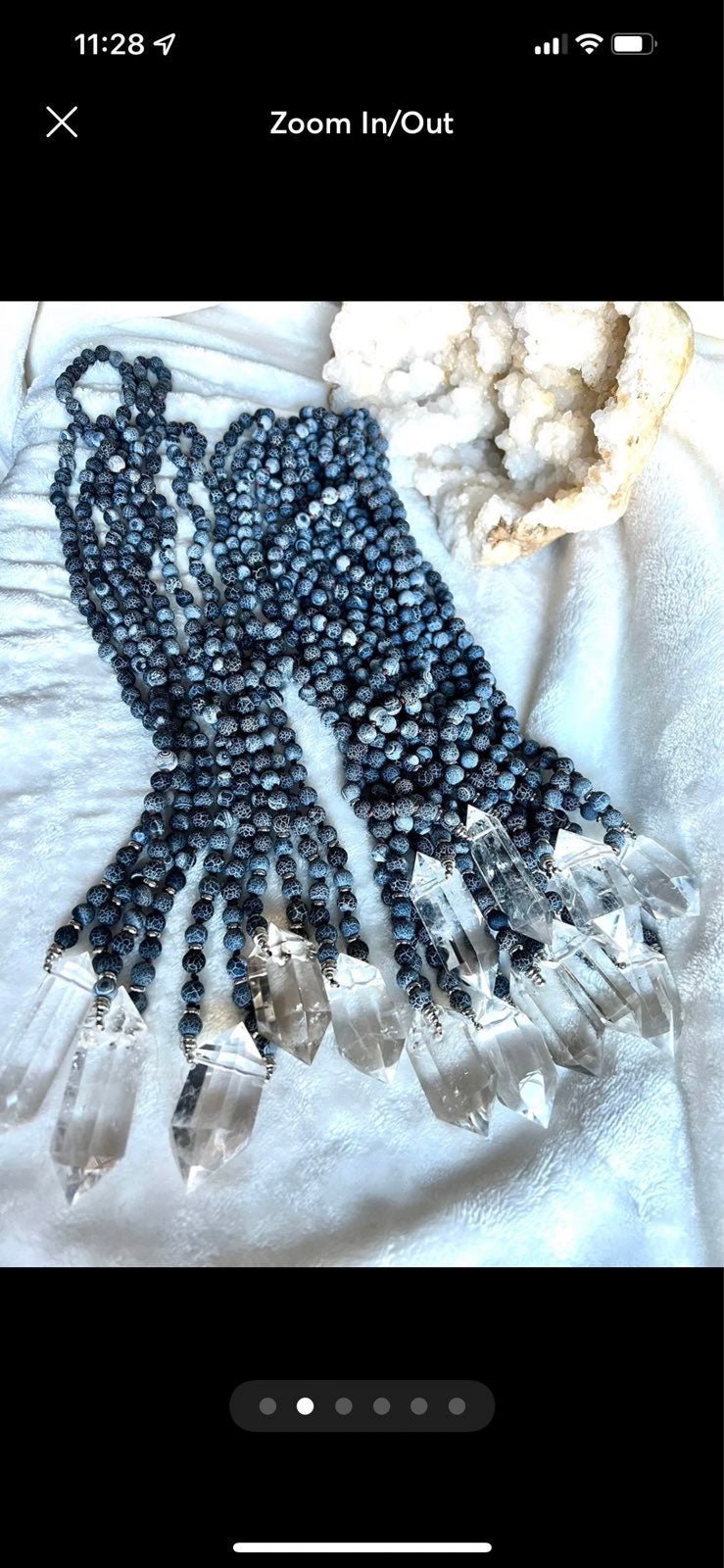 Dragon's Vein Agate + Quartz Mala Necklace